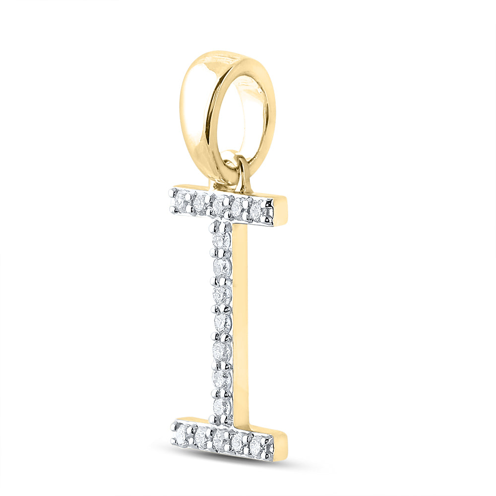 10Kt Yellow Gold 1/8Ct-Dia Cn Ladies Initial I" Pendant" (0.88 grams)