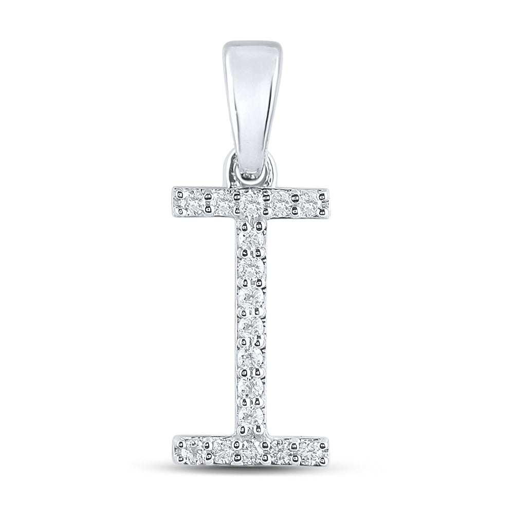 14Kt White Gold 1/8Ct-Dia Cn Ladies Initial I" Pendant" (0.98 grams)