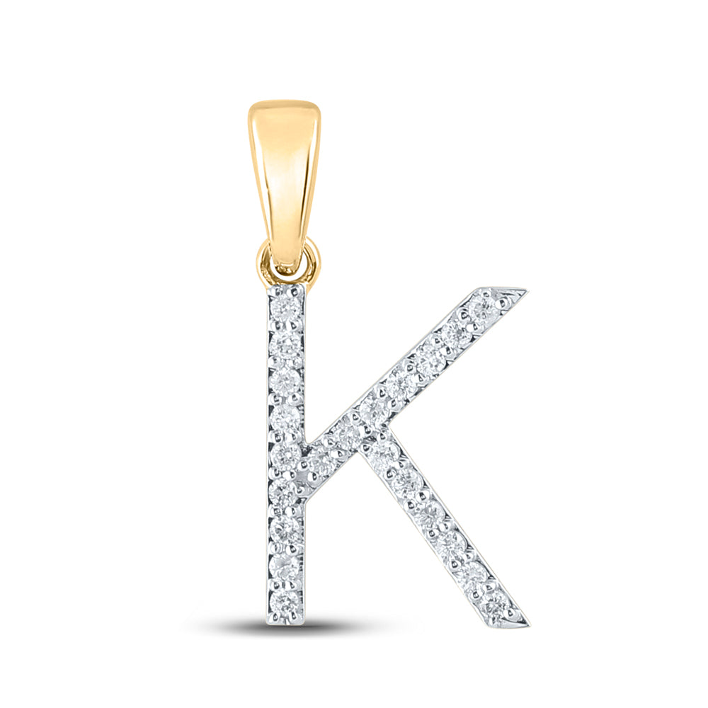 Gold K Initial Letter Pendant 1/6 Cttw Round Natural Diamond Womens (1.05 grams)