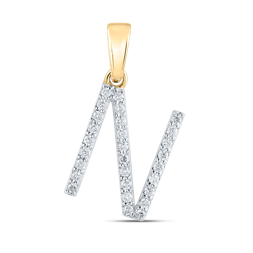 10Kt Yellow Gold 1/5Ct-Dia Cn Ladies Initial N" Pendant" (1.18 grams)