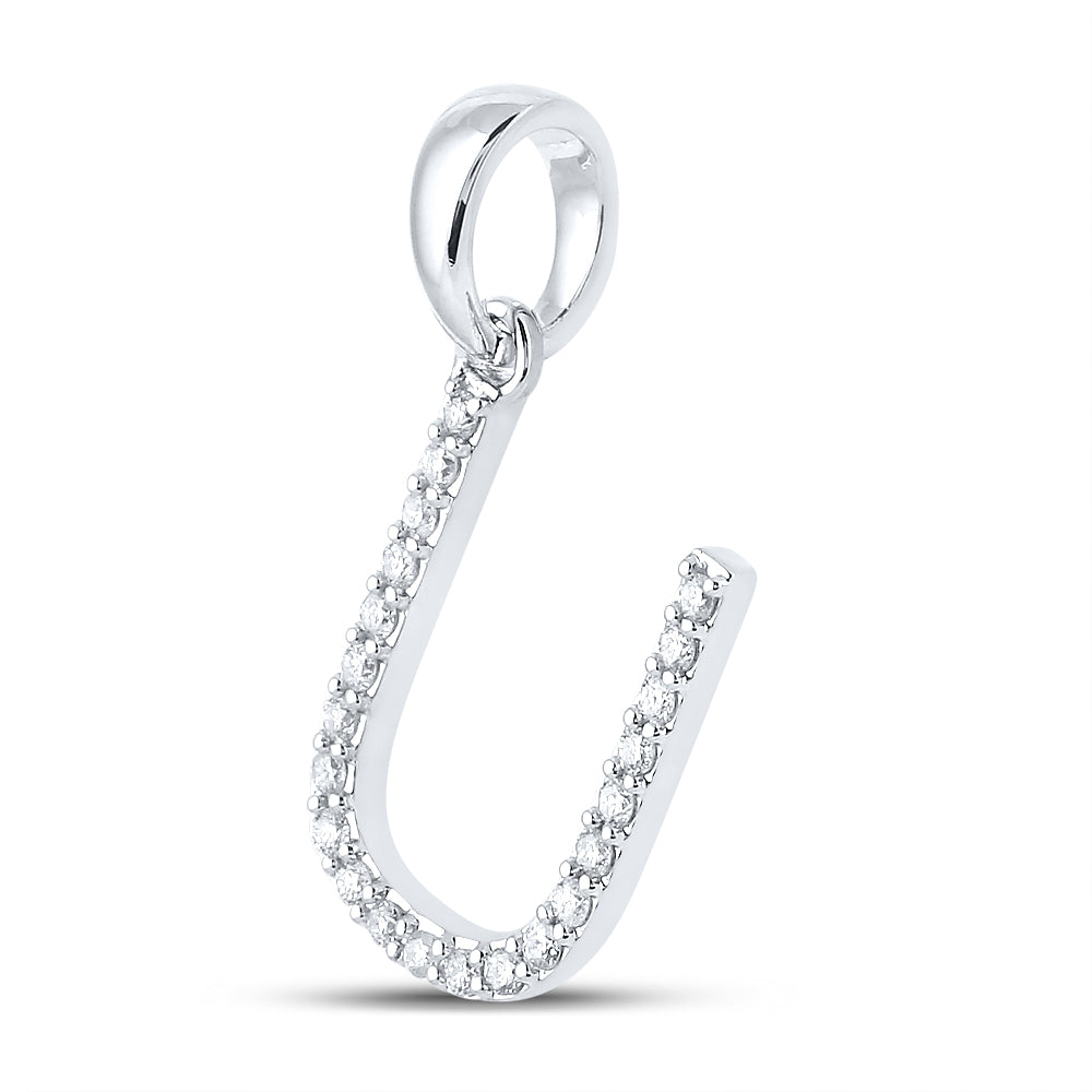 14Kt White Gold 1/6Ct-Dia Cn Ladies Initial U" Pendant" (1.15 grams)