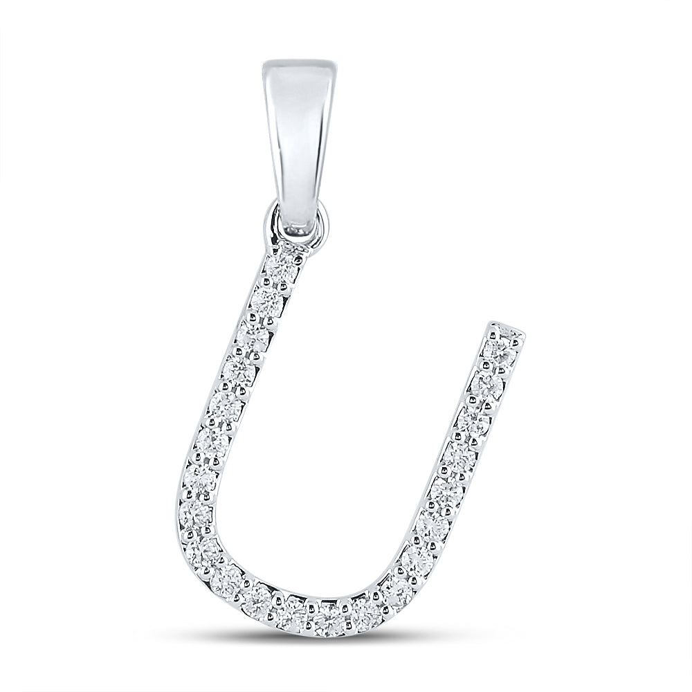 14Kt White Gold 1/6Ct-Dia Cn Ladies Initial U" Pendant" (1.15 grams)