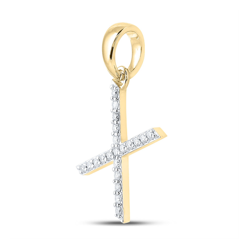 10Kt Yellow Gold 1/6Ct-Dia Cn Ladies Initial X" Pendant" (1.1 grams)