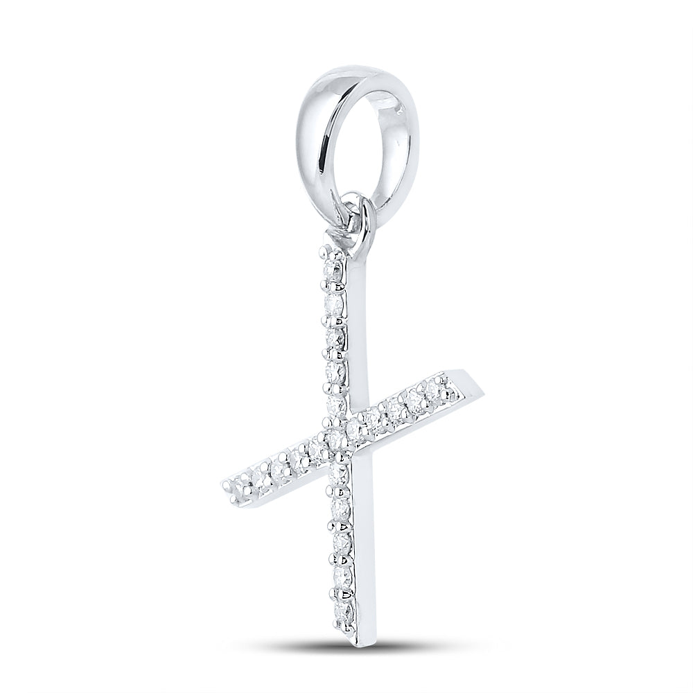 14Kt White Gold 1/6Ct-Dia Cn Ladies Initial X" Pendant" (1.19 grams)