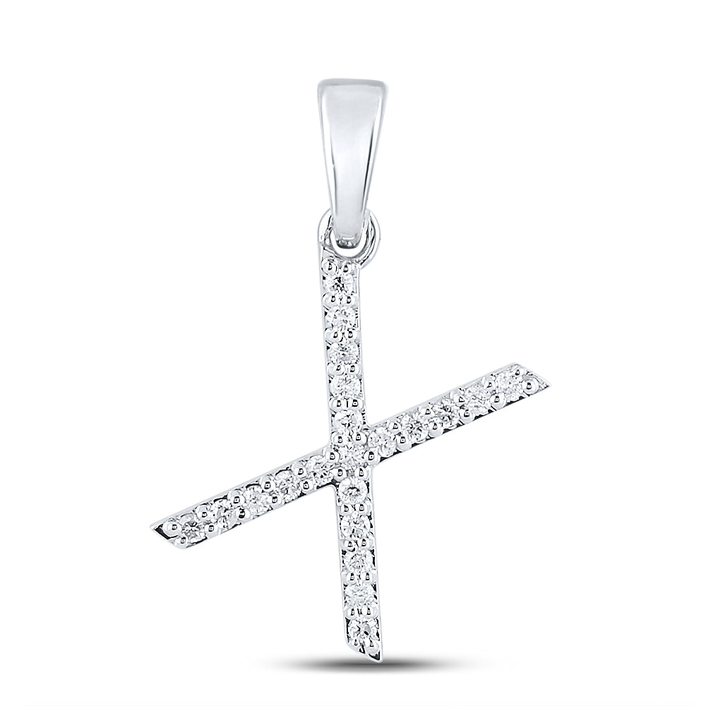 14Kt White Gold 1/6Ct-Dia Cn Ladies Initial X" Pendant" (1.19 grams)