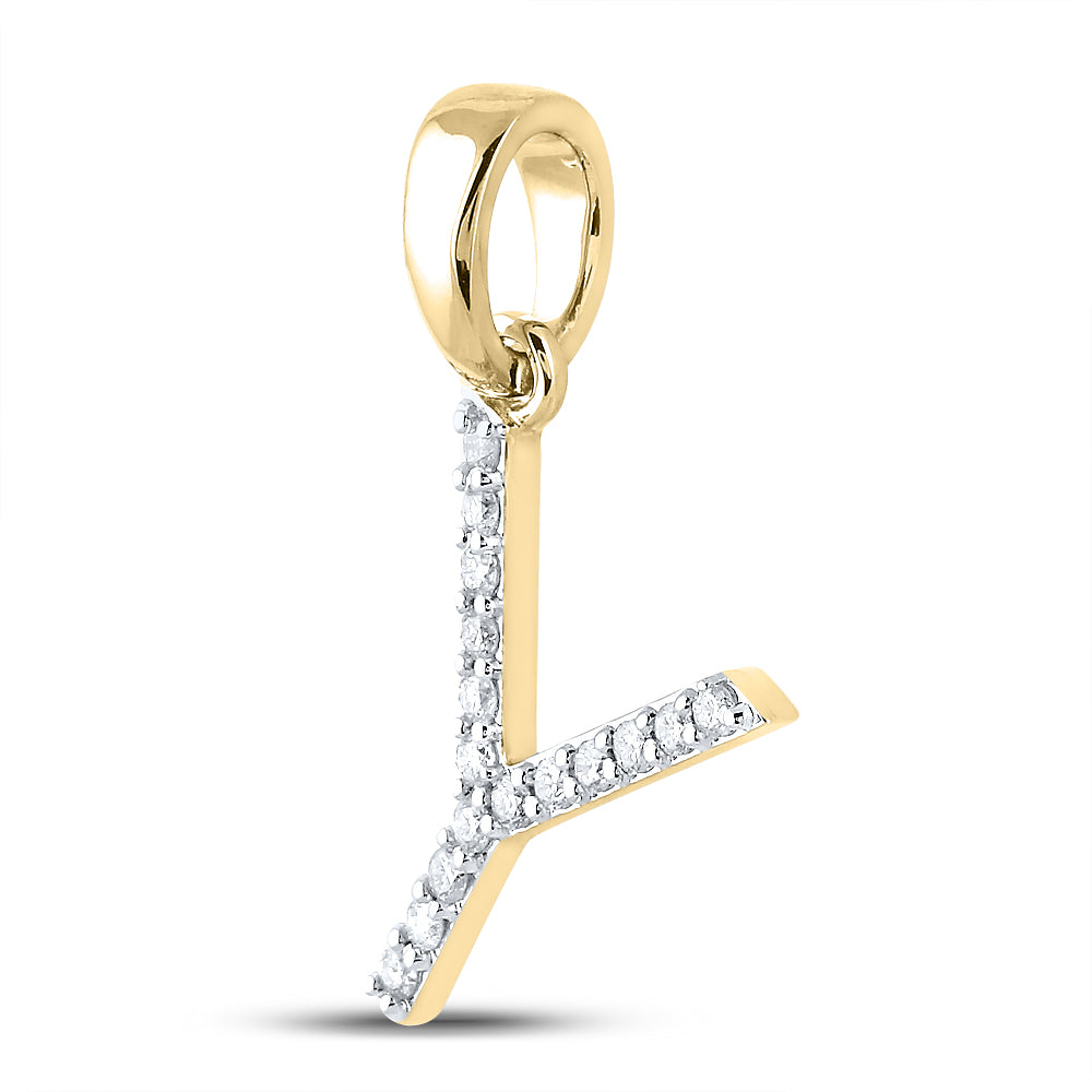 10Kt Yellow Gold 1/8Ct-Dia Cn Ladies Initial Y" Pendant" (0.9 grams)