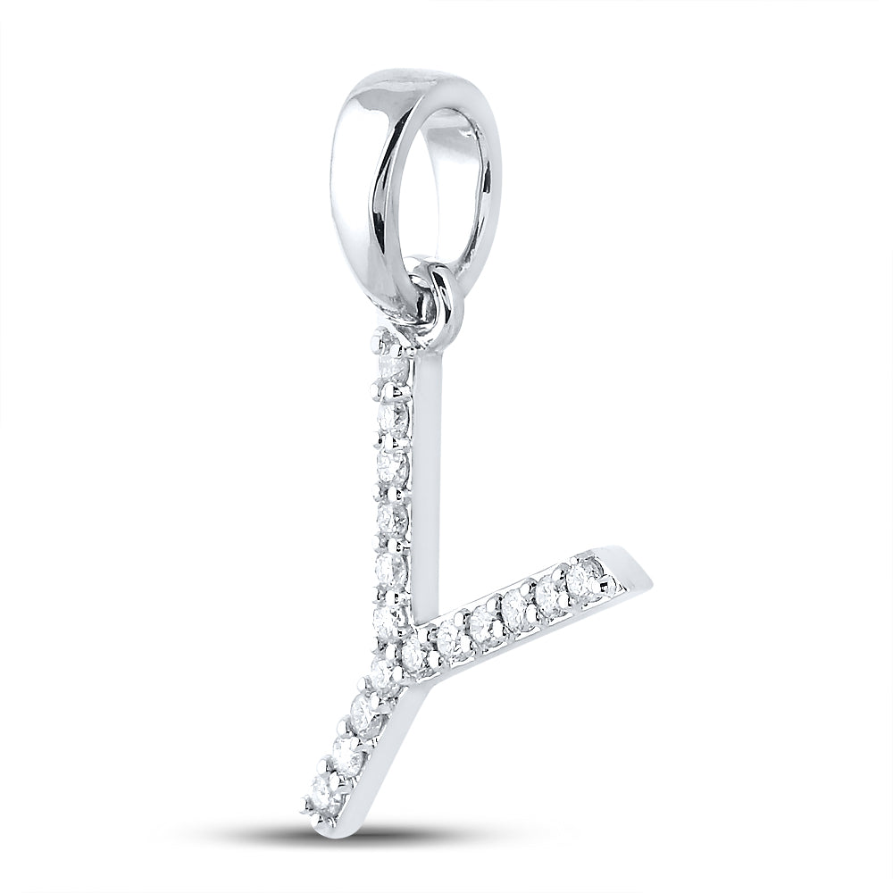 10Kt White Gold 1/8Ct-Dia Cn Ladies Initial Y" Pendant" (0.9 grams)