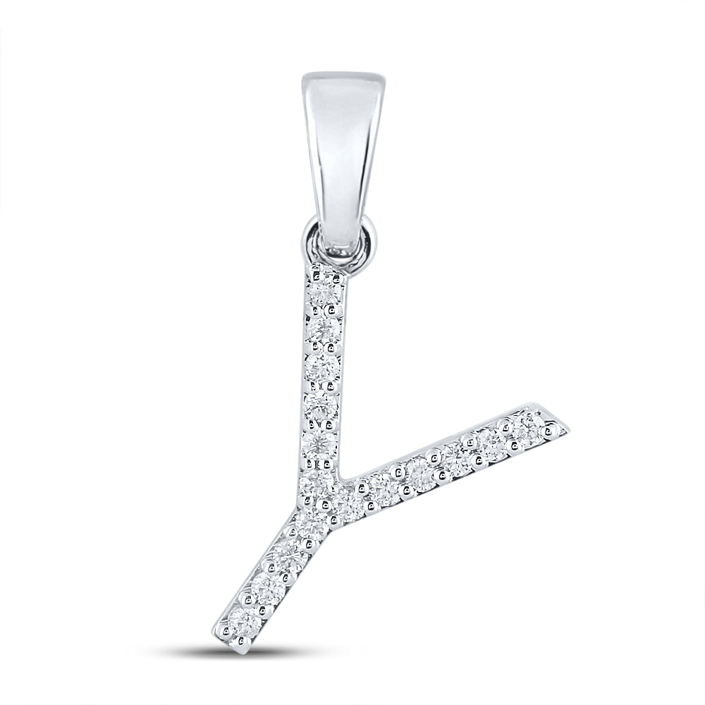 10Kt White Gold 1/8Ct-Dia Cn Ladies Initial Y" Pendant" (0.9 grams)