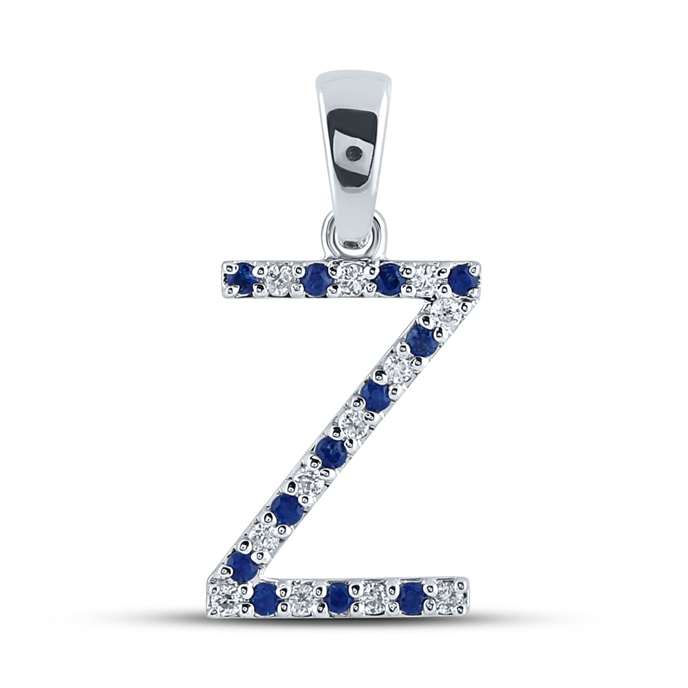 1/12Ct-Diamond 1/10Ct-Blue Sapp Natural Gem Initial "Z" Pendant (1.04 grams)