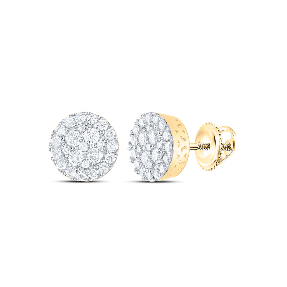 Gold Cluster Earrings 5/8 Cttw Round Natural Diamond Mens (1.8 grams)