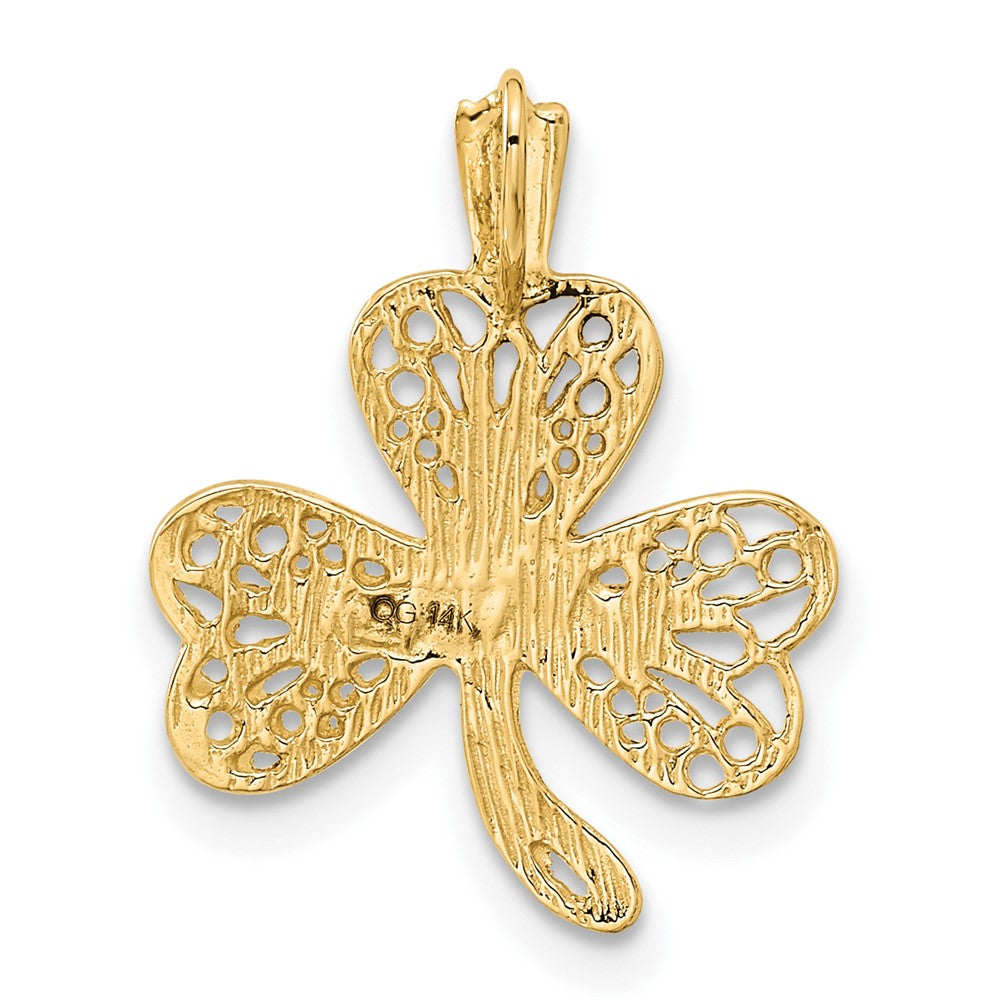 14k Yellow Gold 15 mm Filigree Shamrock Charm (0.68 grams)