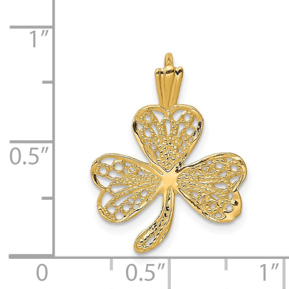 14k Yellow Gold 15 mm Filigree Shamrock Charm (0.68 grams)