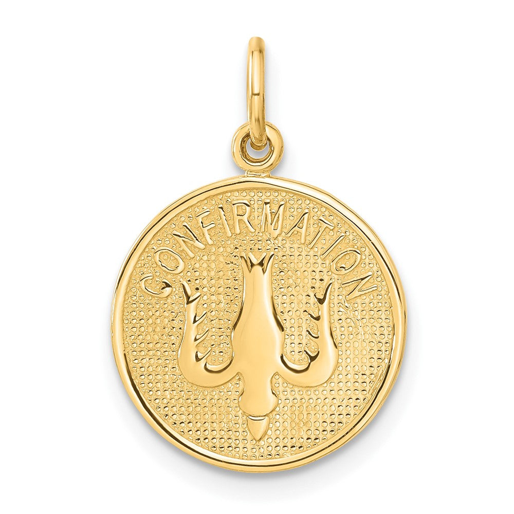 14k Yellow Gold 15 mm Confirmation w/Dove Medal Charm (1.26 grams)