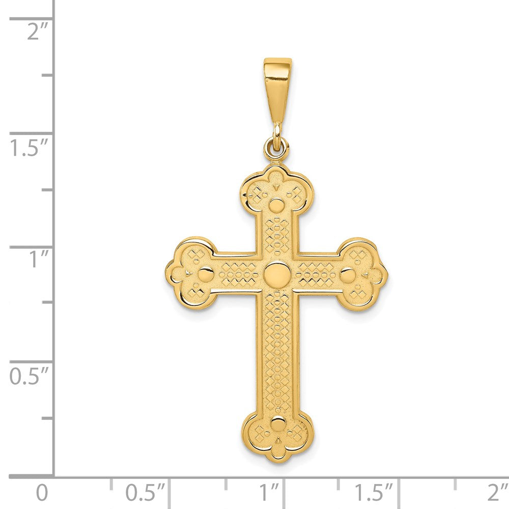 14k Yellow Gold 26 mm Budded Cross Pendant (2.98 grams)
