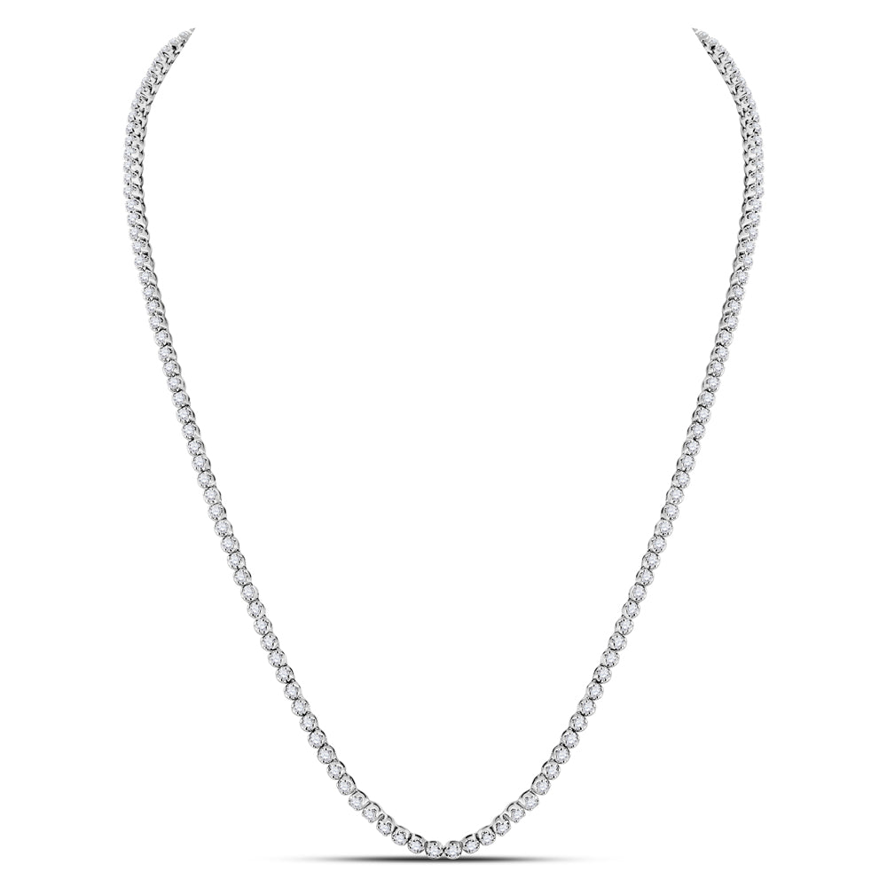Gold 22-inch Tennis Chain Necklace 10 Cttw Round Natural Diamond Mens (25.98 grams)