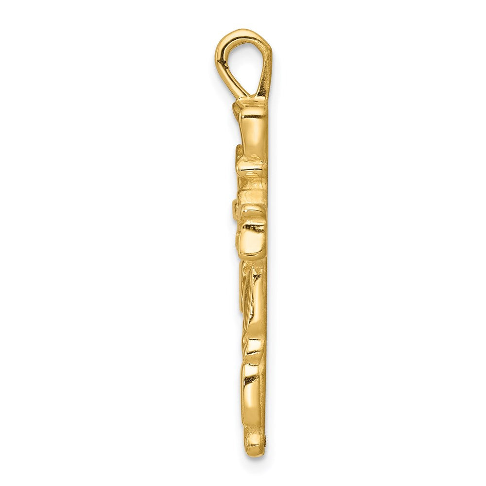 14k Yellow Gold 18 mm Nugget Cross Pendant (3.06 grams)