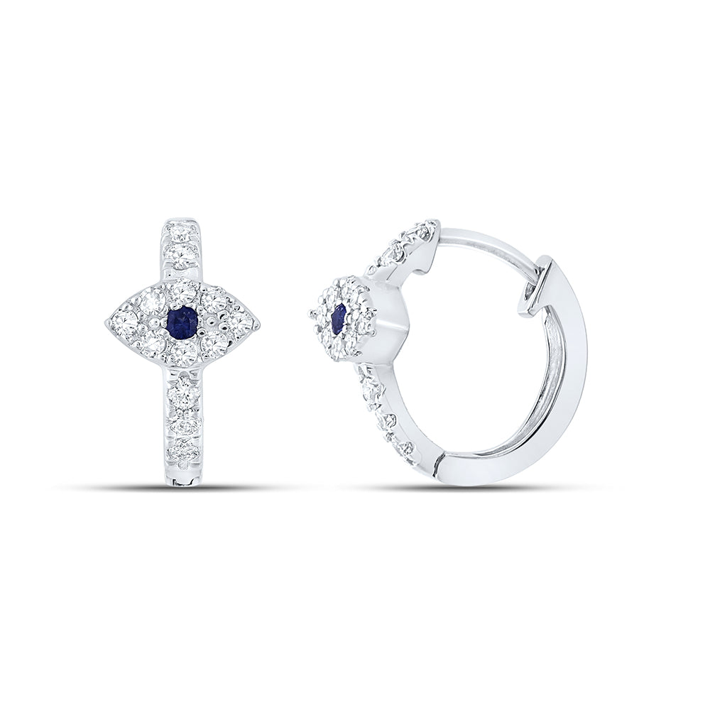 1/4Ctw-Dia Cn 1.5 Mm-Blu Sapp Natural Gem Hoops Earring (1.41 grams)