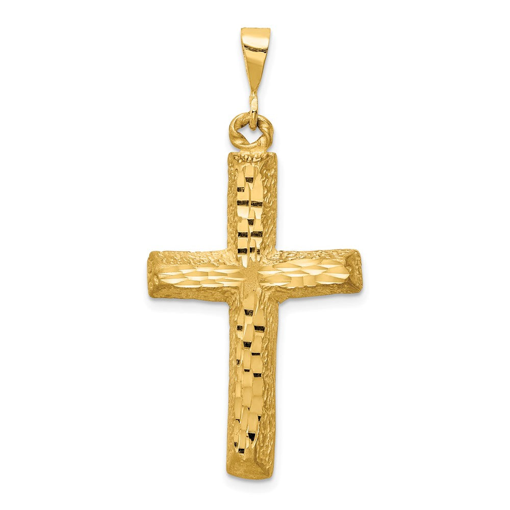 14k Yellow Gold 21.5 mm Diamond-cut Cross Charm (3.69 grams)