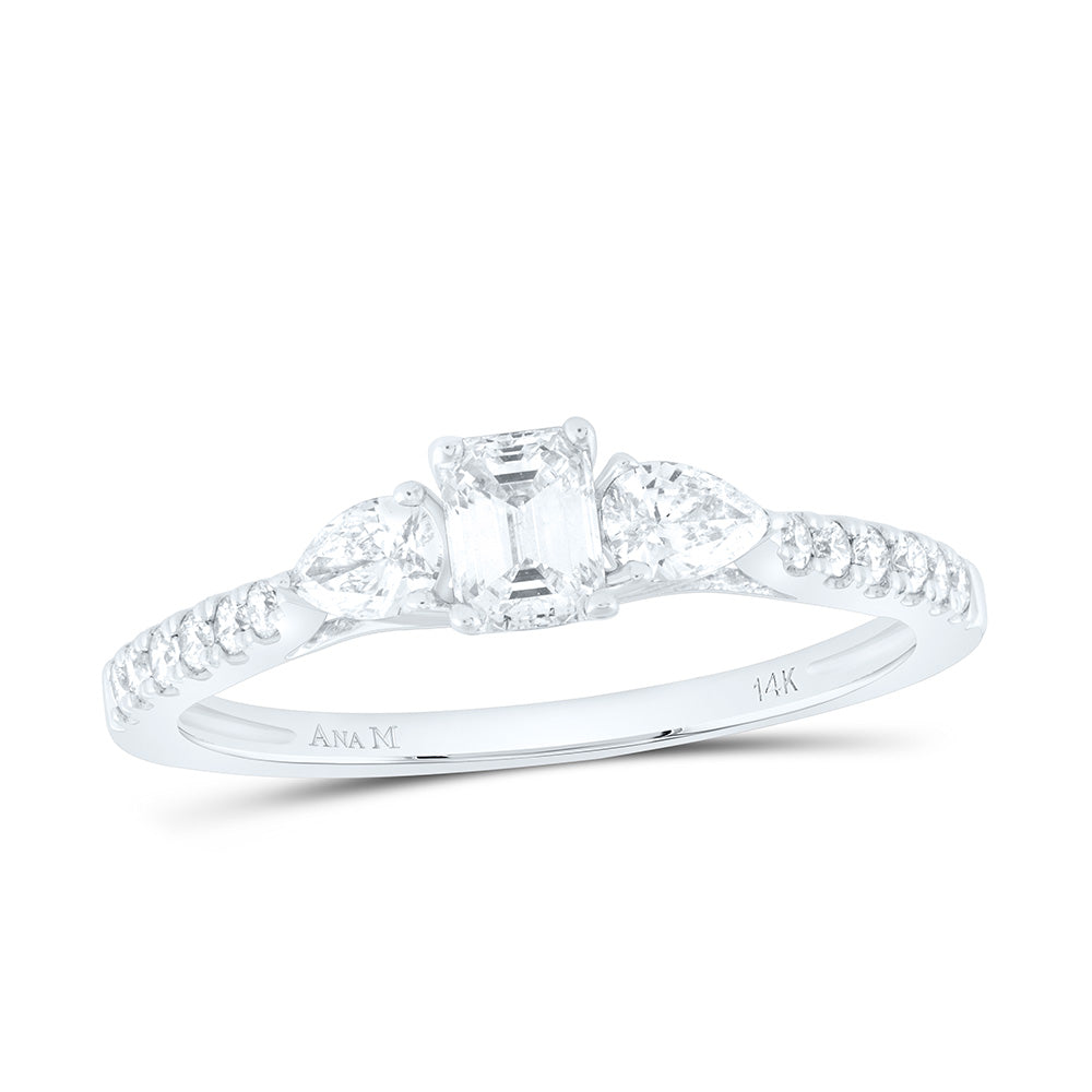 5/8Ctw-Dia Ana M 1/3Ct-Crd No Halo Engagement Ring (1.82 grams)