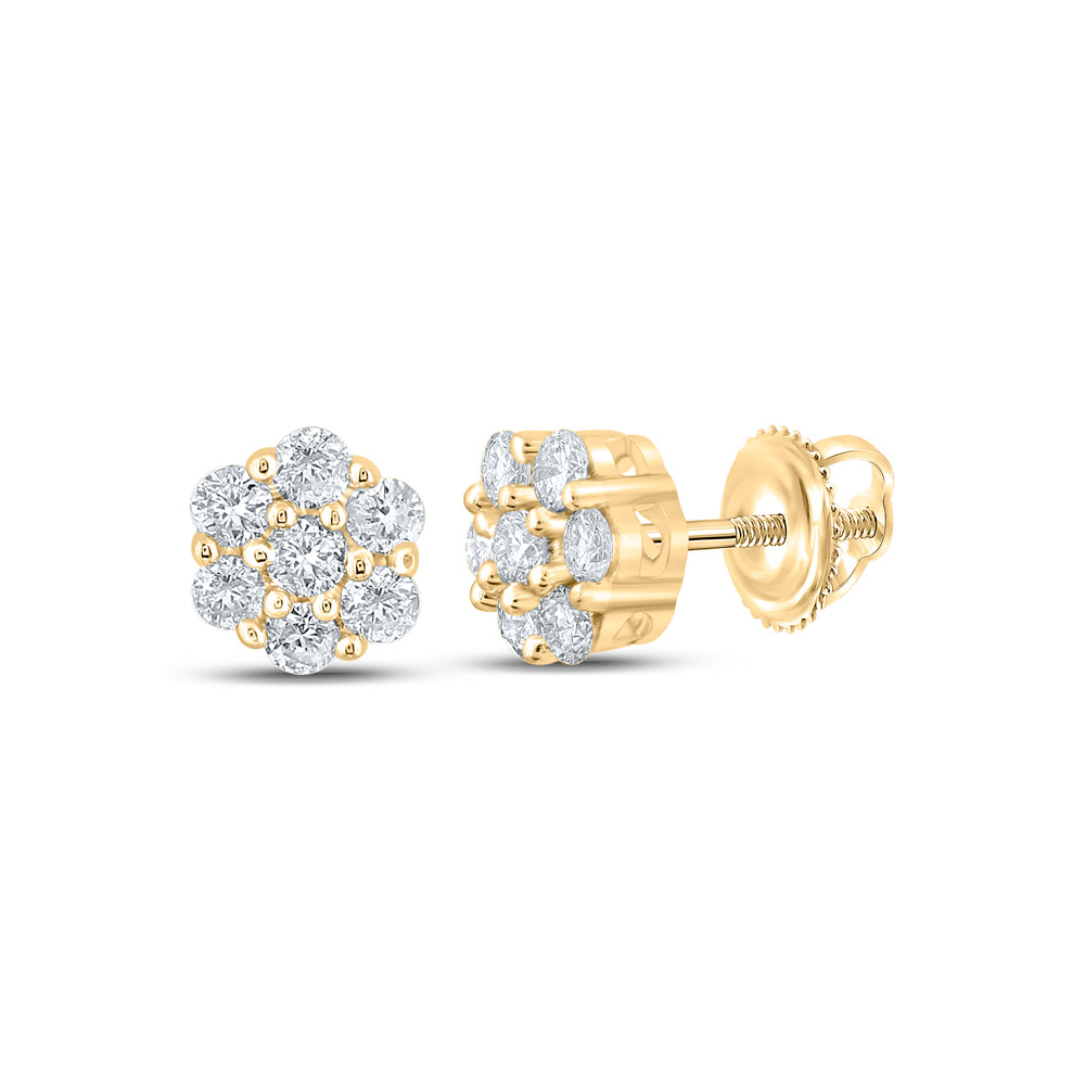 1/4Ctw-Dia Nk 7 Stone Flower Earring (0.79 grams)