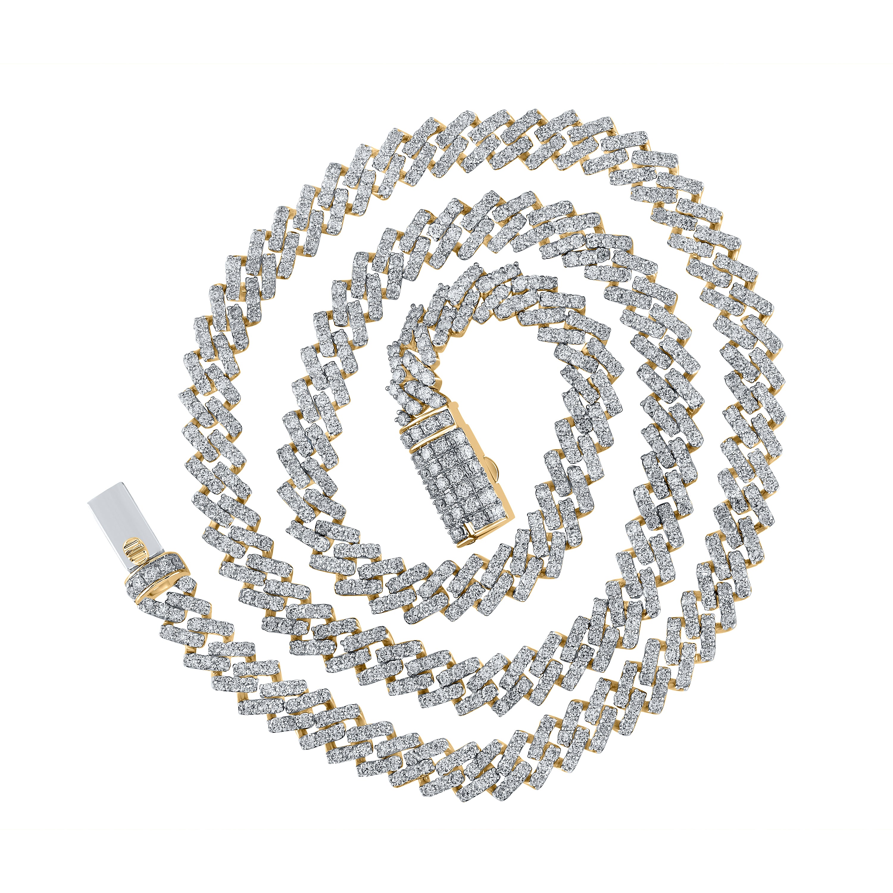 10Kt Yellow Gold 19 1/2Ctw-Dia Nk (8.40Mm) Straight Cuban Mens Chain (22 Inch) (59.12 grams)