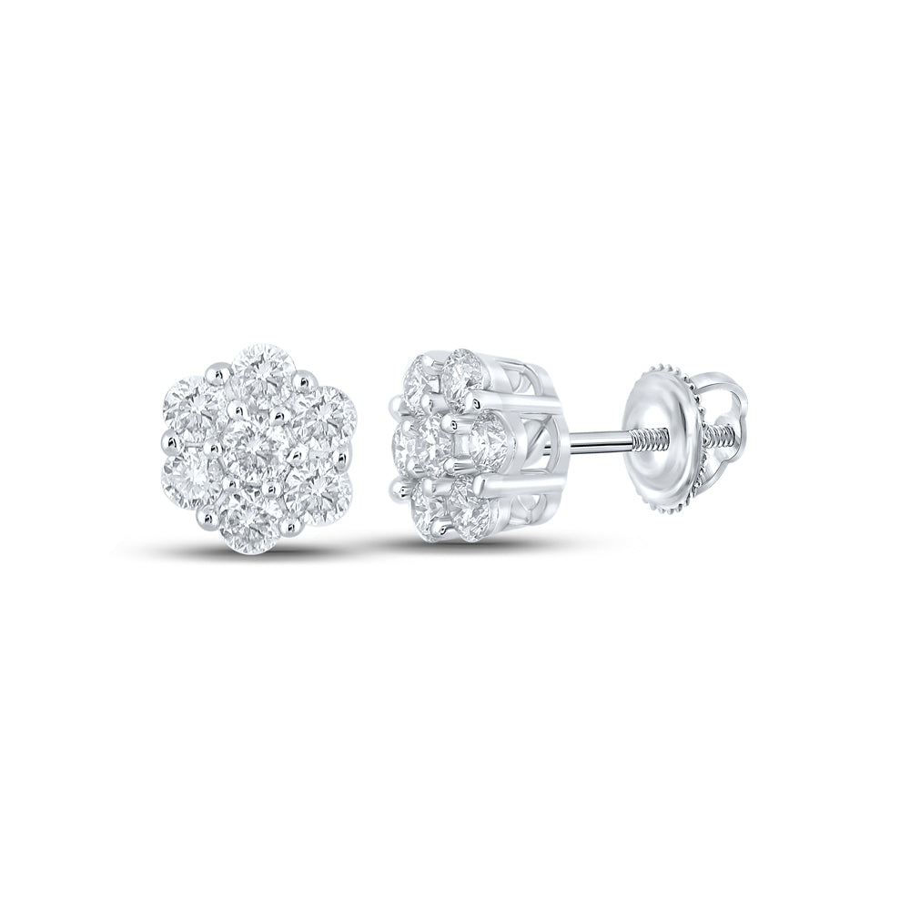 1/2Ctw-Dia Nk 7 Stone Flower Earring (0.96 grams)