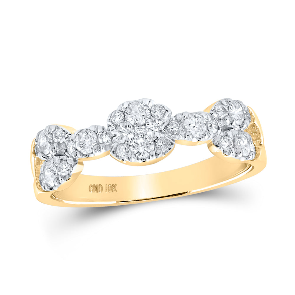 Gold Band Ring 1/2 Cttw Round Natural Diamond Womens (2.53 grams)