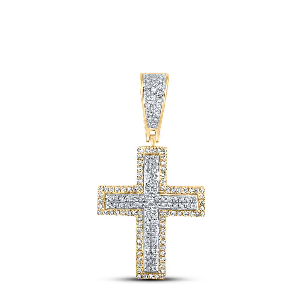 3/8Ctw-Dia P1P2 Cross Mens Charm (2.16 grams)