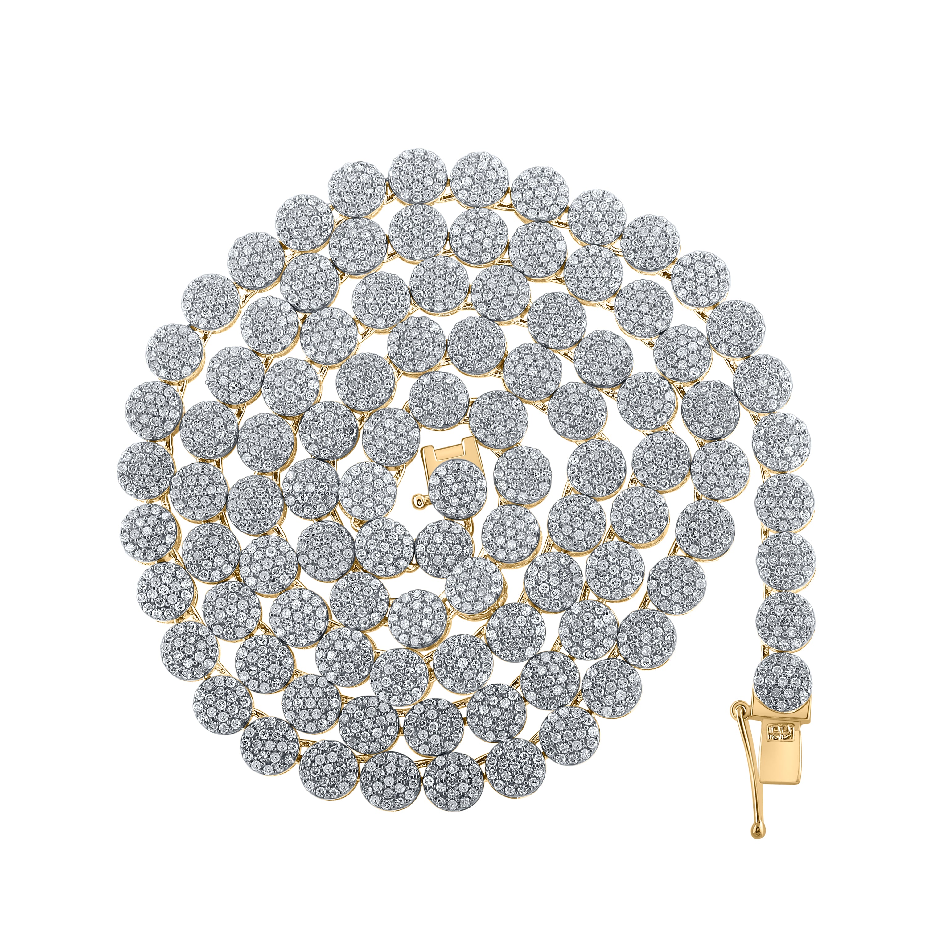 10Kt Yellow Gold 7 3/4Ctw-Dia P1 (5.5Mm) Round Fashion Mens Chain (22 Inch) (24.92 grams)