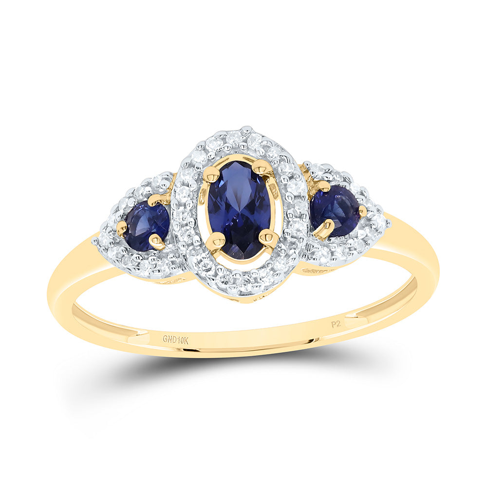 1/8Ctw-Diamond 1/2Ct-Bs Synthetic Gemstone Ring (1.23 grams)