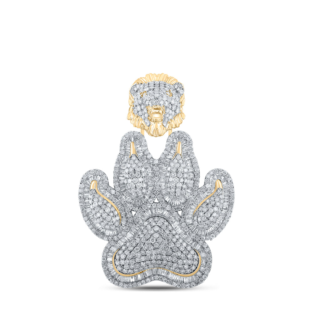 10Kt Yellow Gold 6 5/8Ctw-Dia Nk Paw Mens Charm With Tiger Face Loop (20.26 grams)
