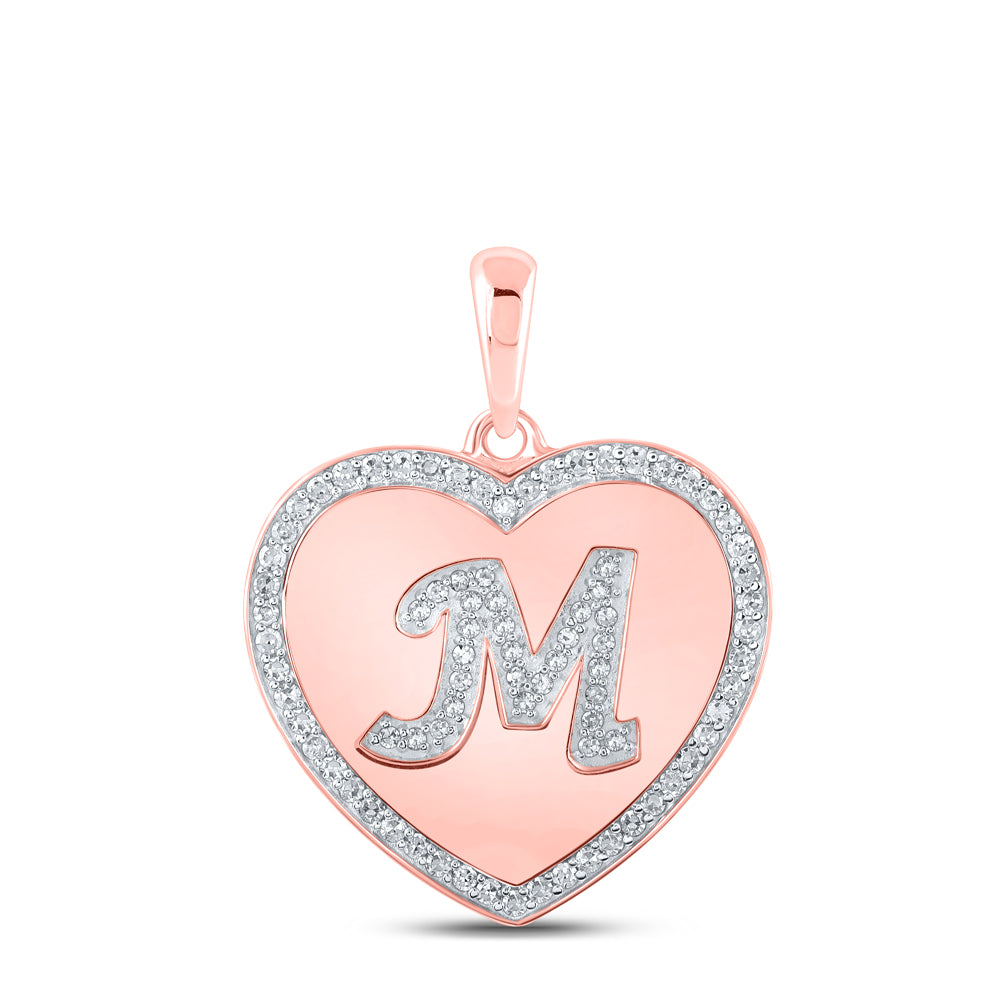 1/4Ctw-Dia Cn Initial "M" Heart Pendant (2.54 grams)