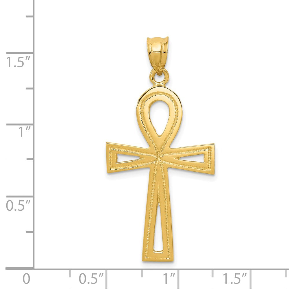 14k Yellow Gold 19 mm Ankh Cross Charm (2.67 grams)