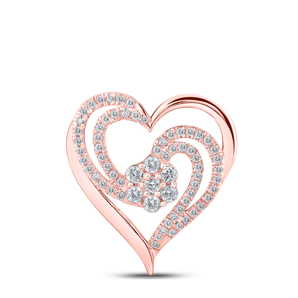 10Kt Rose Gold 1/2Ctw-Dia Heart Pendant (2.53 grams)