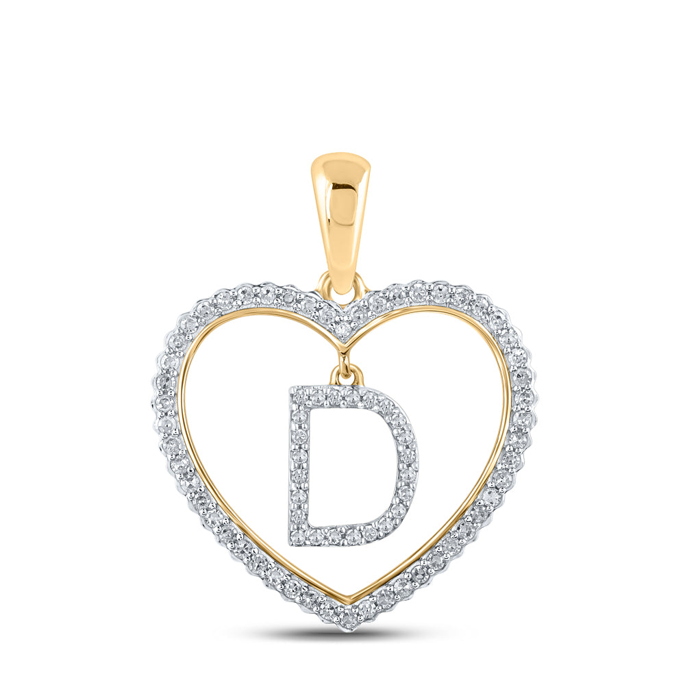 1/4Ctw-Dia Cn Initial "D" Heart Pendant (1.89 grams)