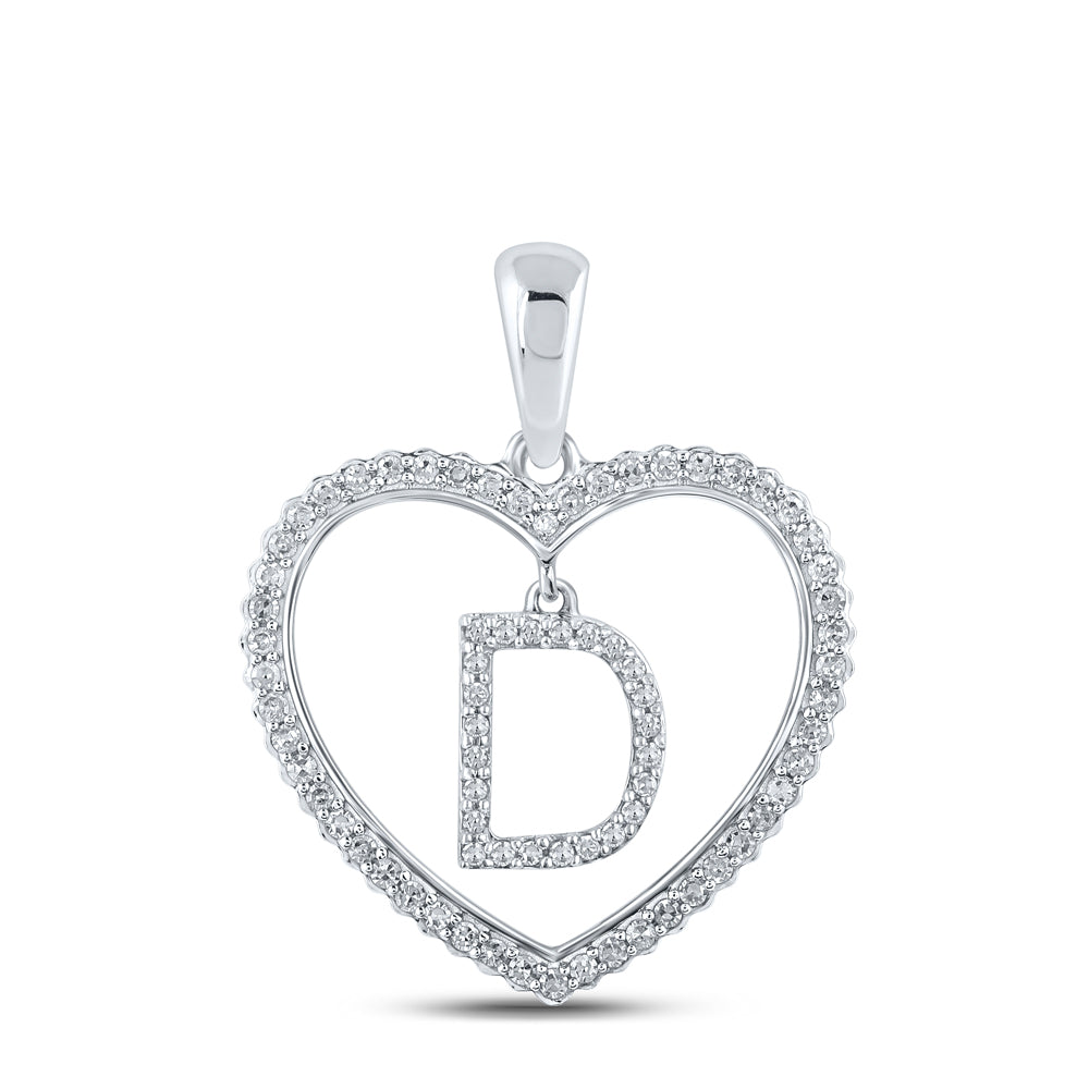 1/4Ctw-Dia Cn Initial "D" Heart Pendant (1.89 grams)