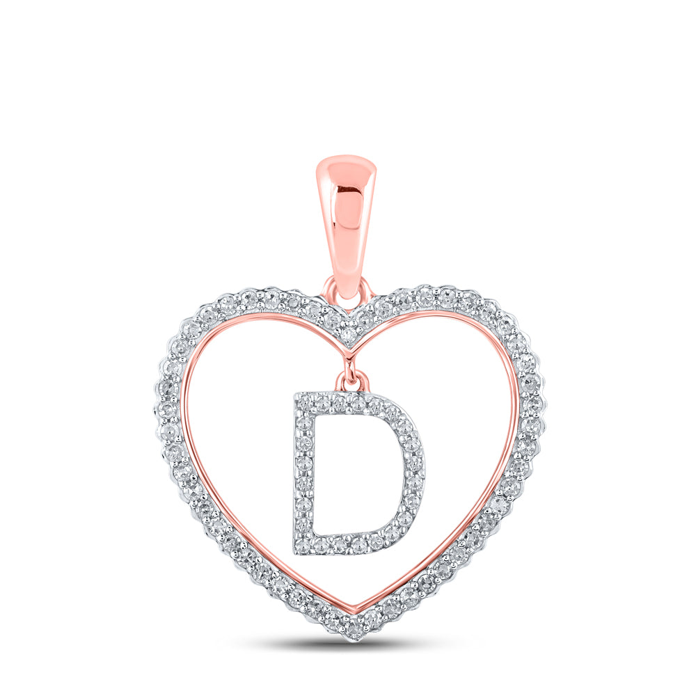 1/4Ctw-Dia Cn Initial "D" Heart Pendant (1.89 grams)