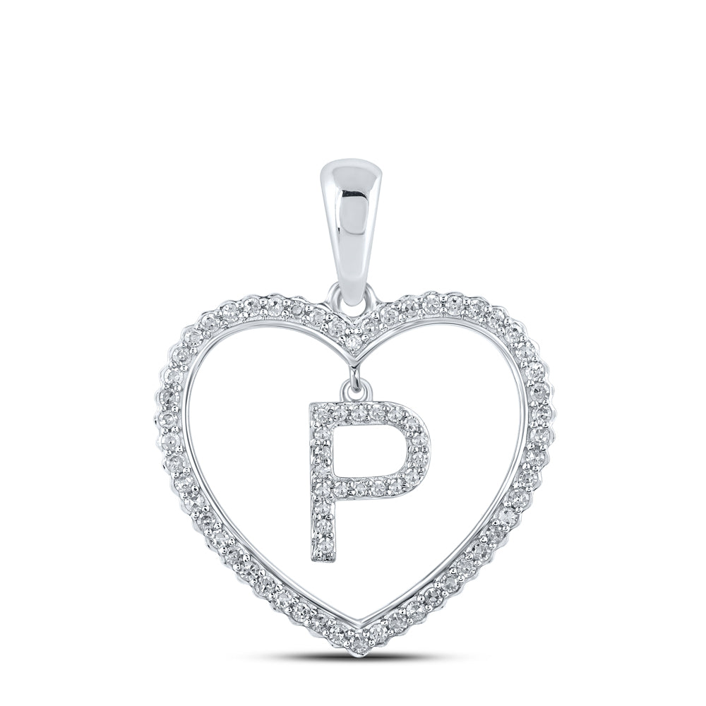 1/4Ctw-Dia Cn Initial "P" Heart Pendant (1.88 grams)