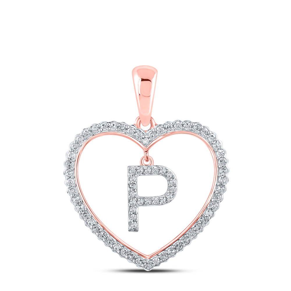 1/4Ctw-Dia Cn Initial "P" Heart Pendant (1.88 grams)