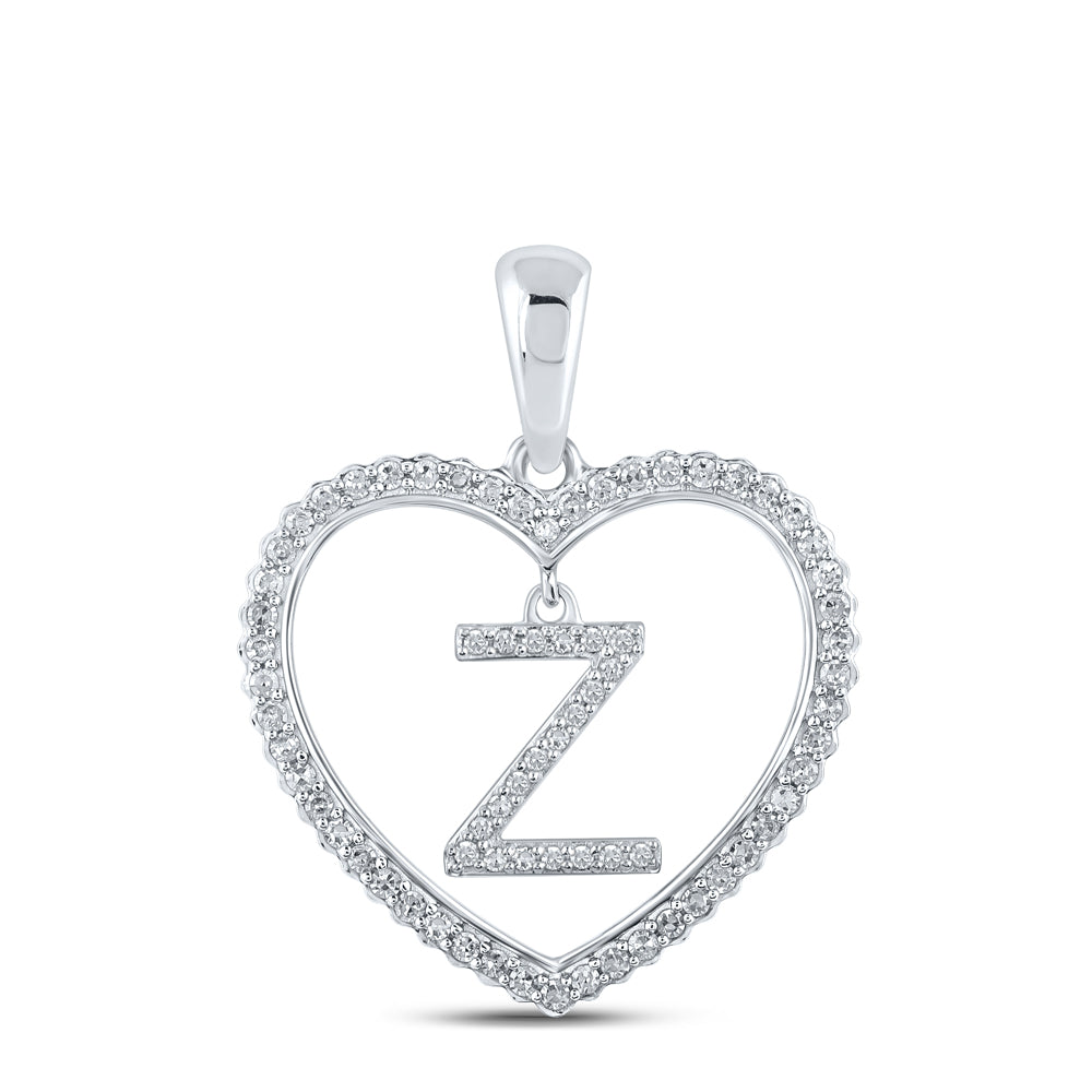 1/4Ctw-Dia Cn Initial "Z" Heart Pendant (1.93 grams)