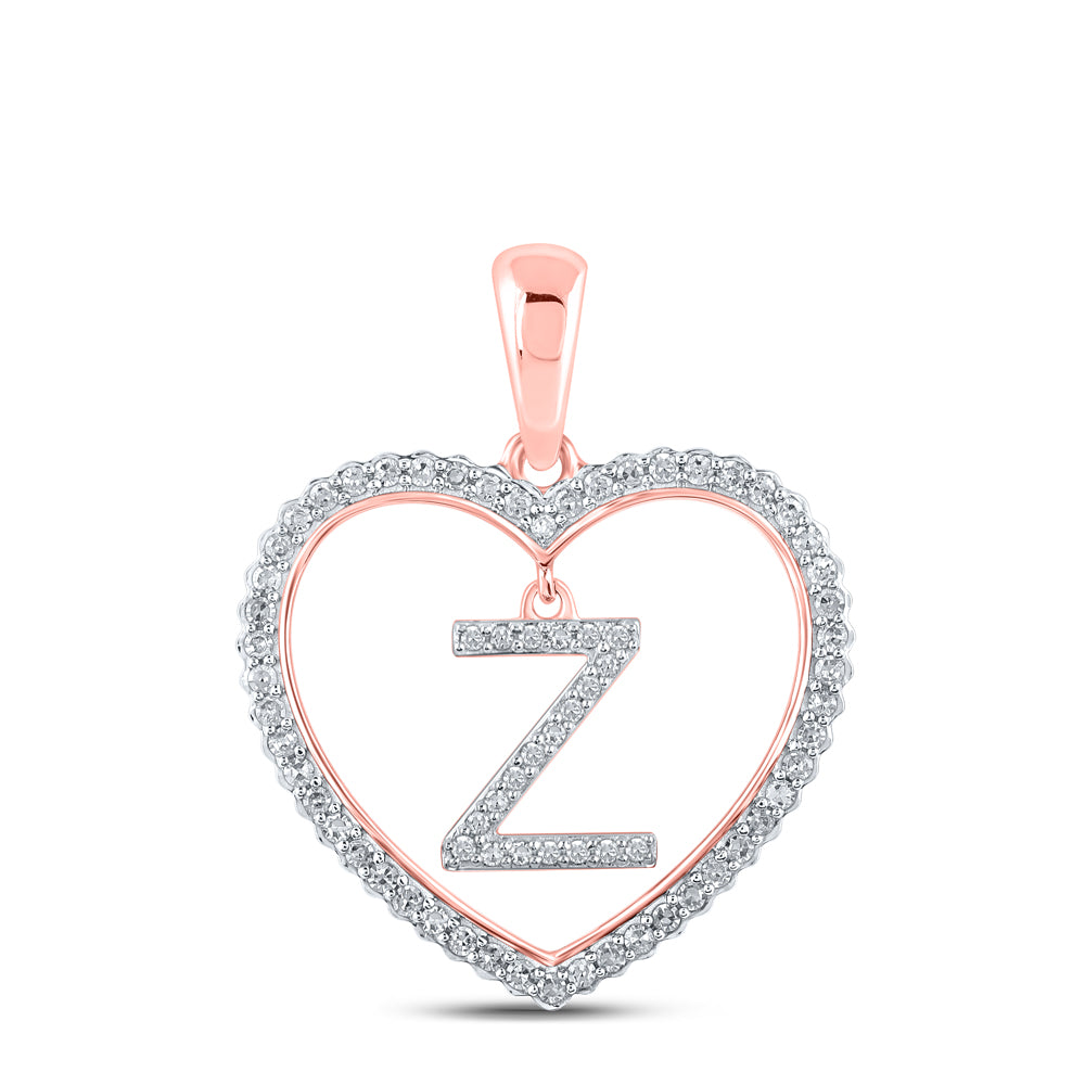1/4Ctw-Dia Cn Initial "Z" Heart Pendant (1.93 grams)