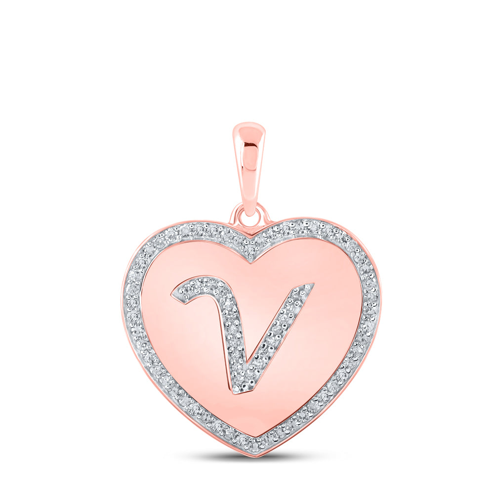 1/4Ctw-Dia Cn Initial "V" Heart Pendant (2.48 grams)