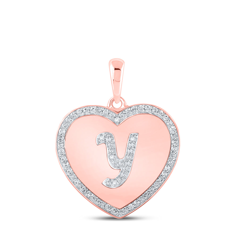 1/4Ctw-Dia Cn Initial "Y" Heart Pendant (2.56 grams)