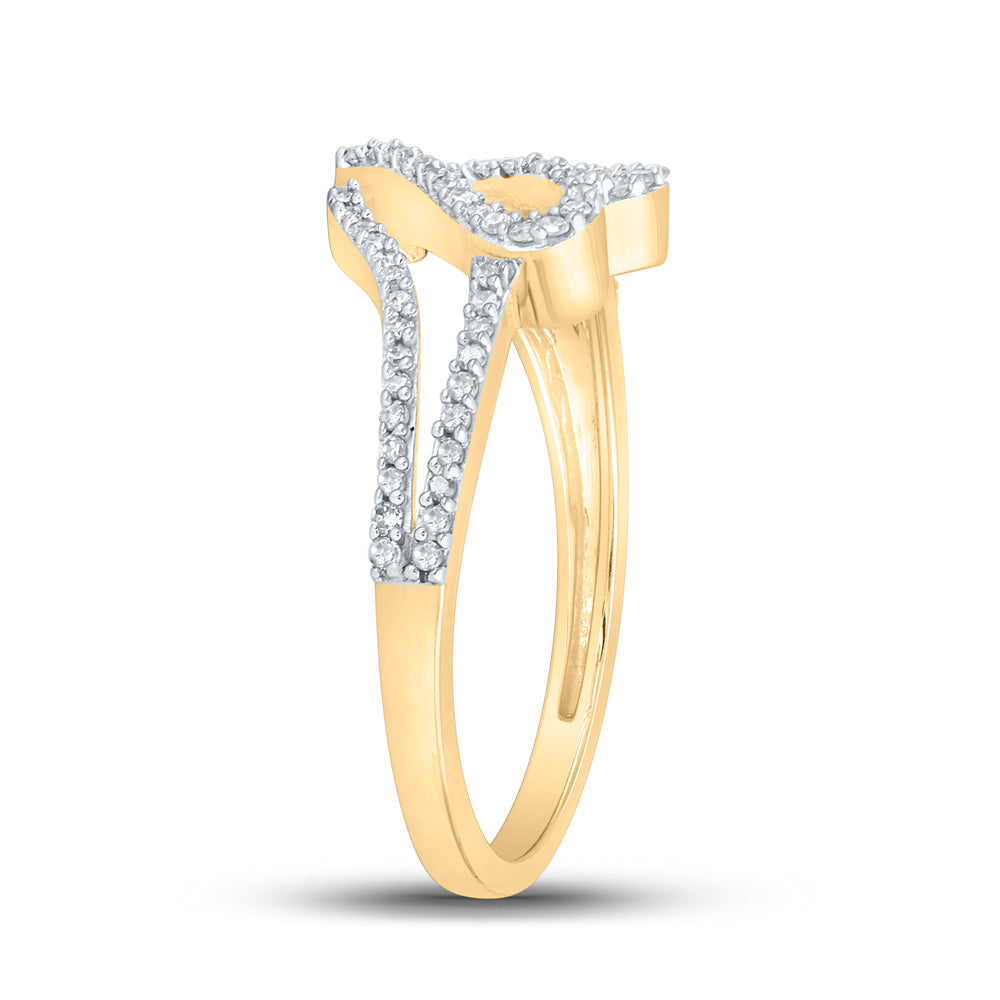 Gold Heart Ring 1/3 Cttw Baguette Natural Diamond Womens (2.41 grams)