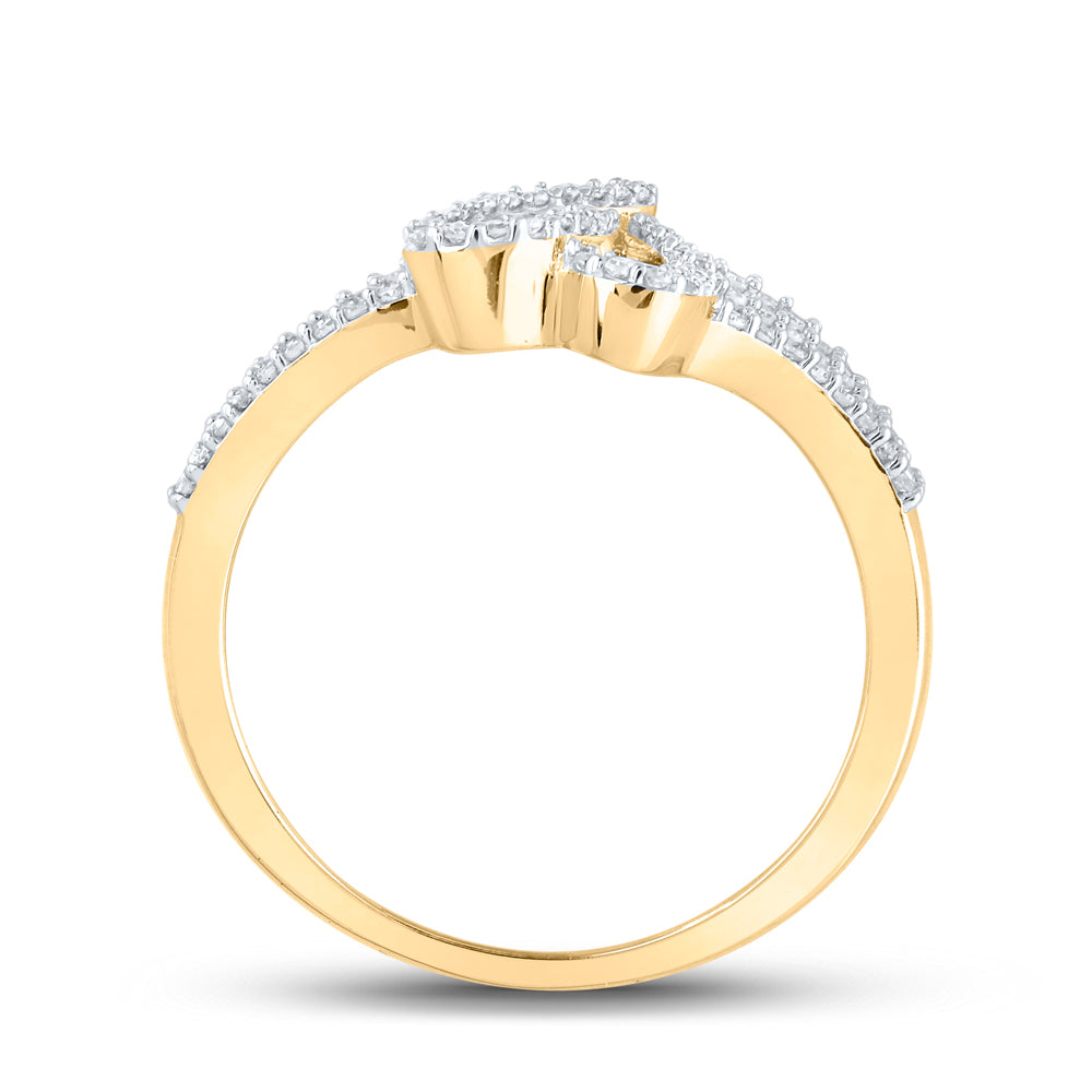 Gold Heart Ring 1/3 Cttw Baguette Natural Diamond Womens (2.41 grams)