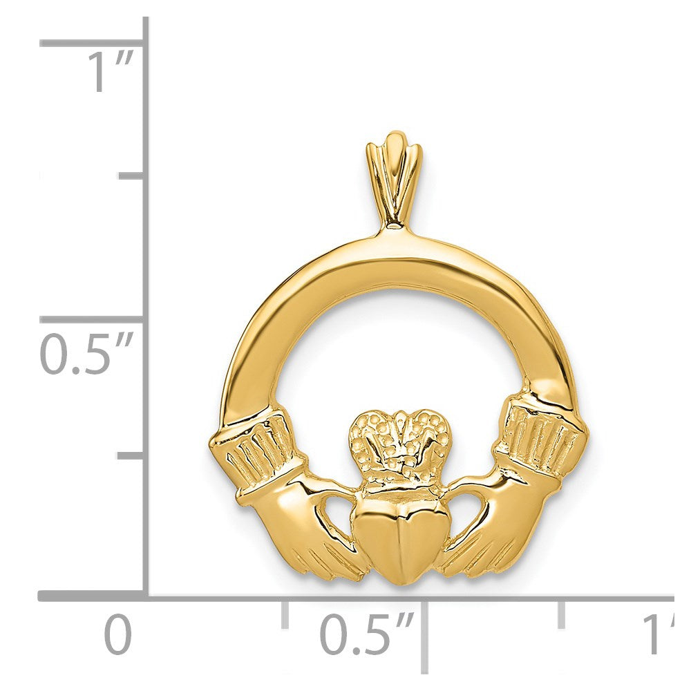 14k Yellow Gold 17 mm Claddagh Pendant (1.75 grams)