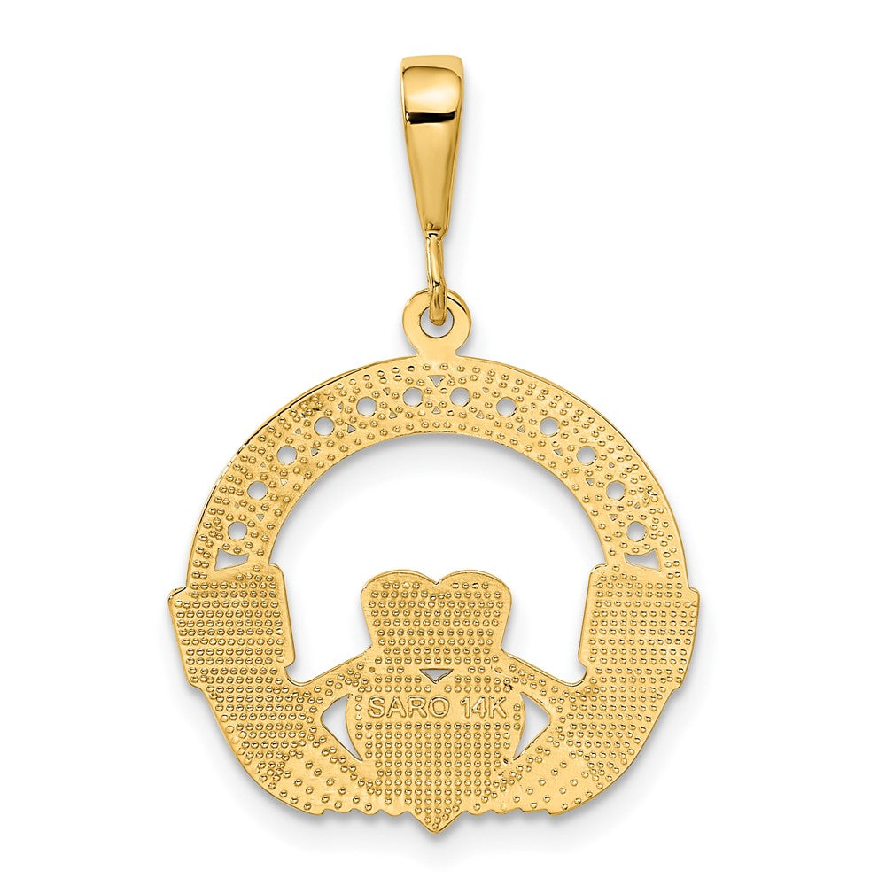 14k Yellow Gold 21 mm Claddagh Pendant (2.36 grams)