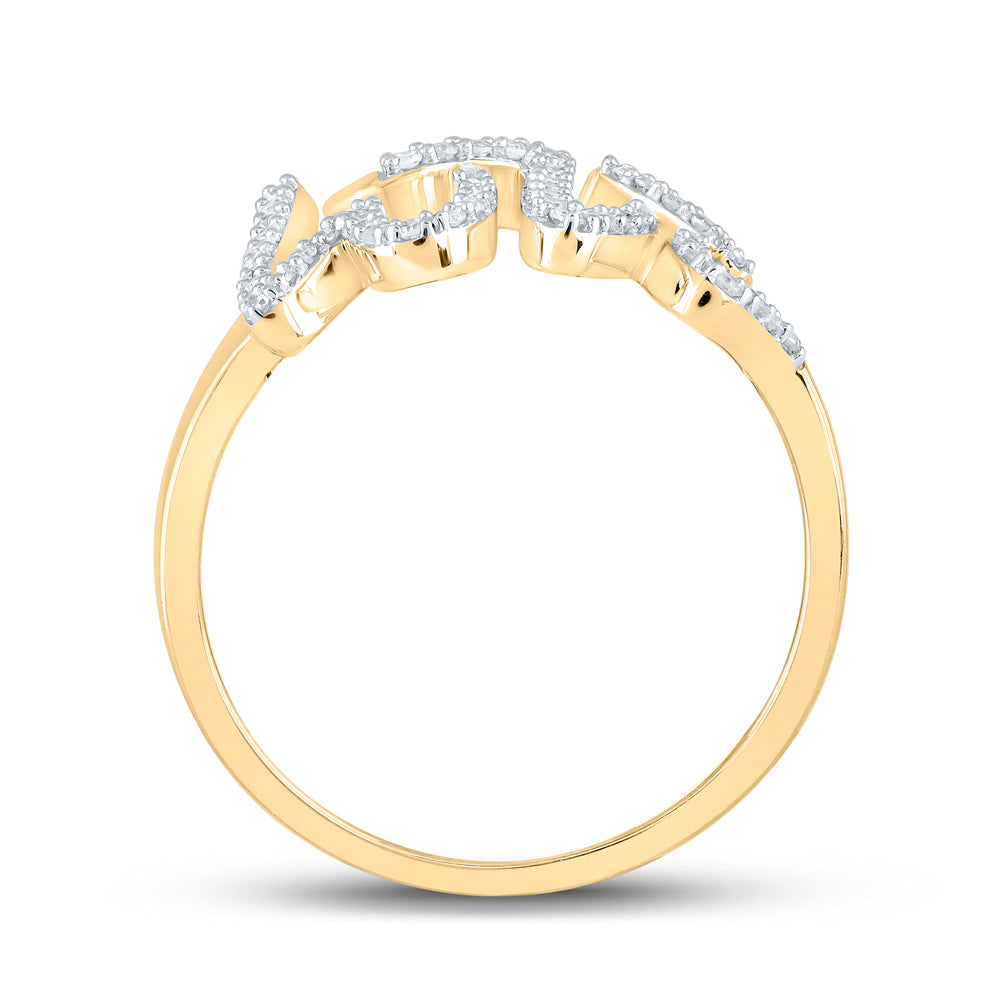 Gold Love Fashion Ring 1/5 Cttw Round Natural Diamond Womens (2.58 grams)