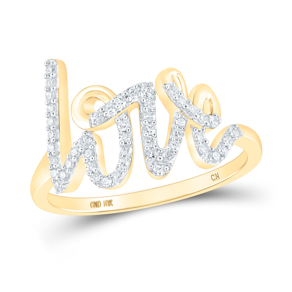Gold Love Fashion Ring 1/5 Cttw Round Natural Diamond Womens (2.58 grams)