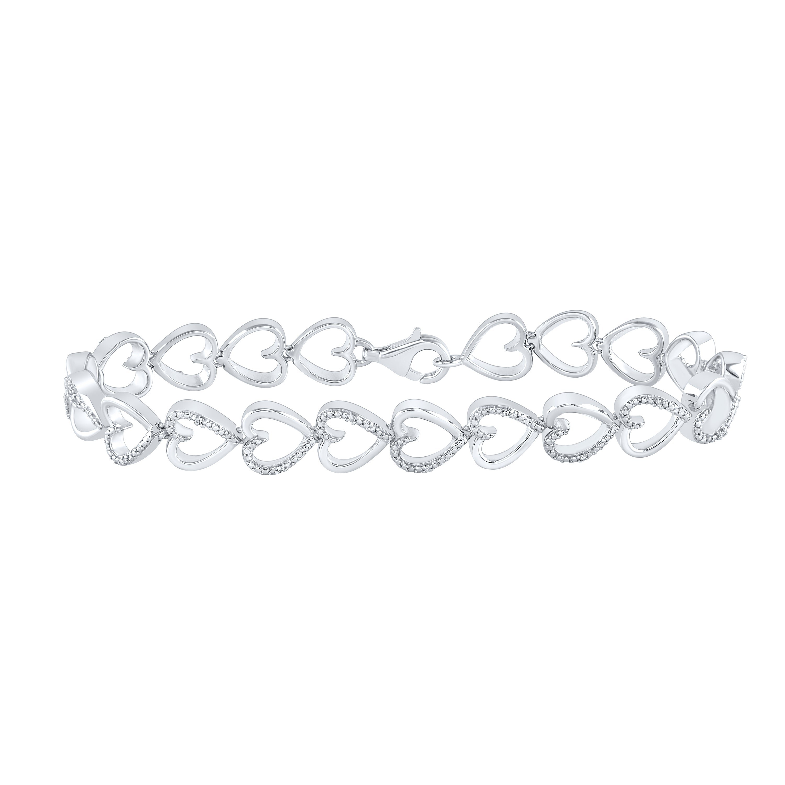 1/20Ctw-Dia P2 Heart Gift Bracelet (7.25 Inch) (14.96 grams)